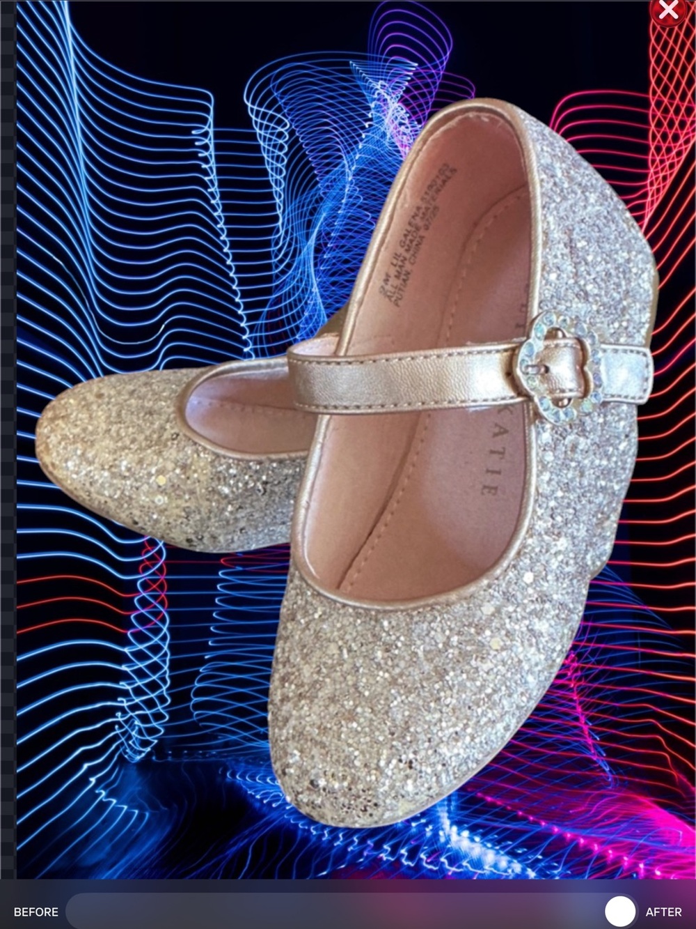 Glitter Mary Jane Kids Gold Shoes by Kelly & Katie Sz 9